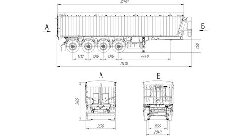 Полуприцеп зерновоз CAT500 3 Полуприцеп зерновоз CAT500 49м3